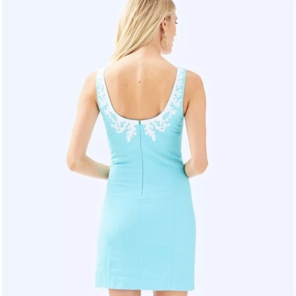 Lilly Pulitzer - Women's Gabby Shift Dress with Coral Detail Blue, size 2 - Picture 14 of 15